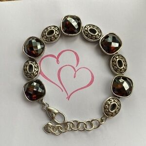 BRIGHTON Venus Rising‎ silver and garnet link bracelet